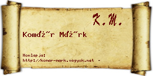 Komár Márk névjegykártya